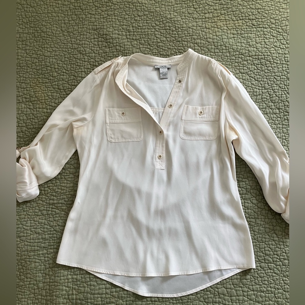 🎉 3/$15 Caché Cream Silk Blouse S